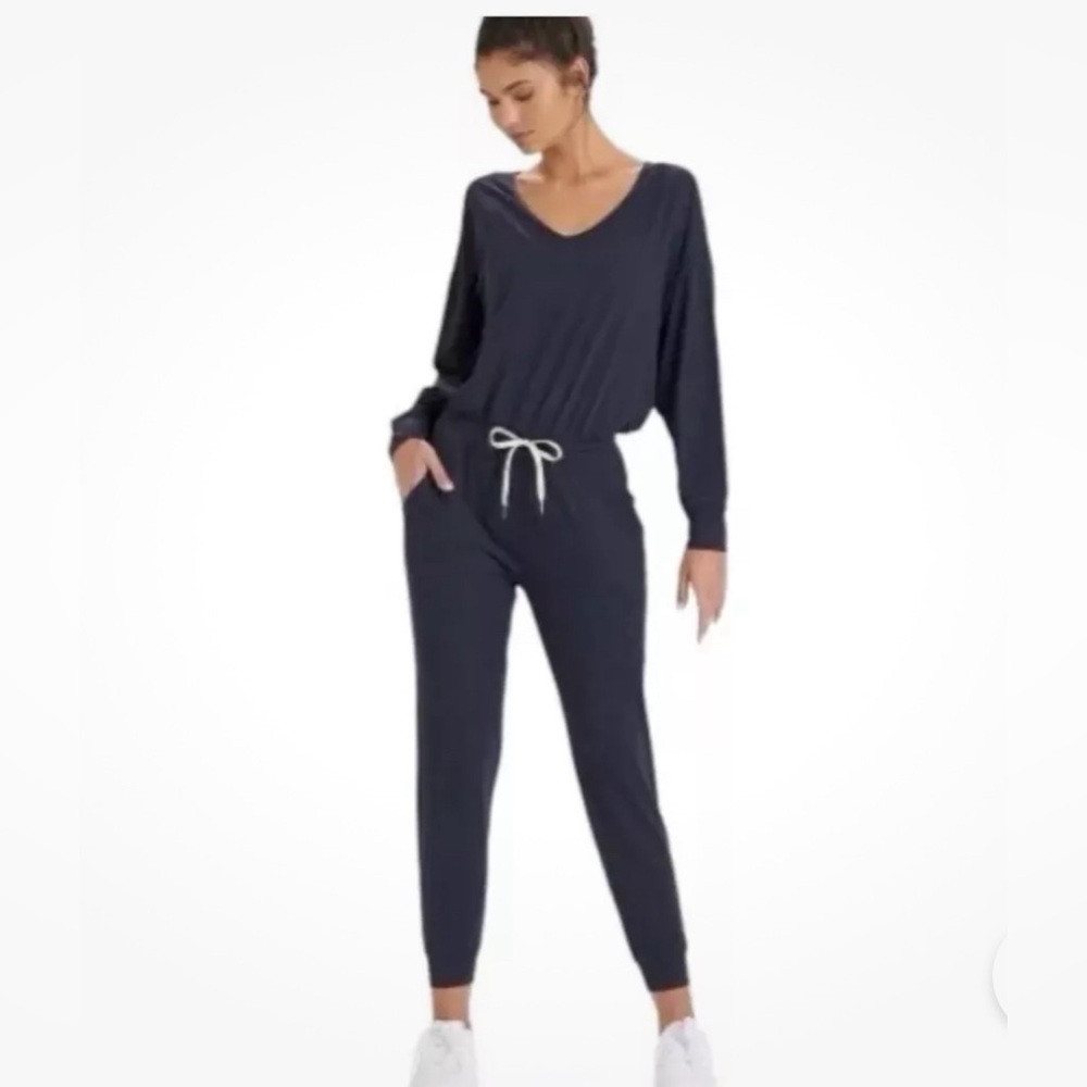 Vuori Jumpsuit Blue Midnight Heather Lux Elastic Drawstring Pockets Size Large